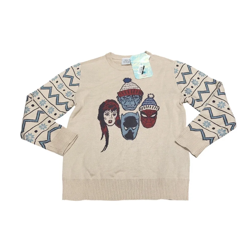 Boys Disney 100 Marvel Spiderman Hulk Ugly Christmas Sweater Size Small 6/7